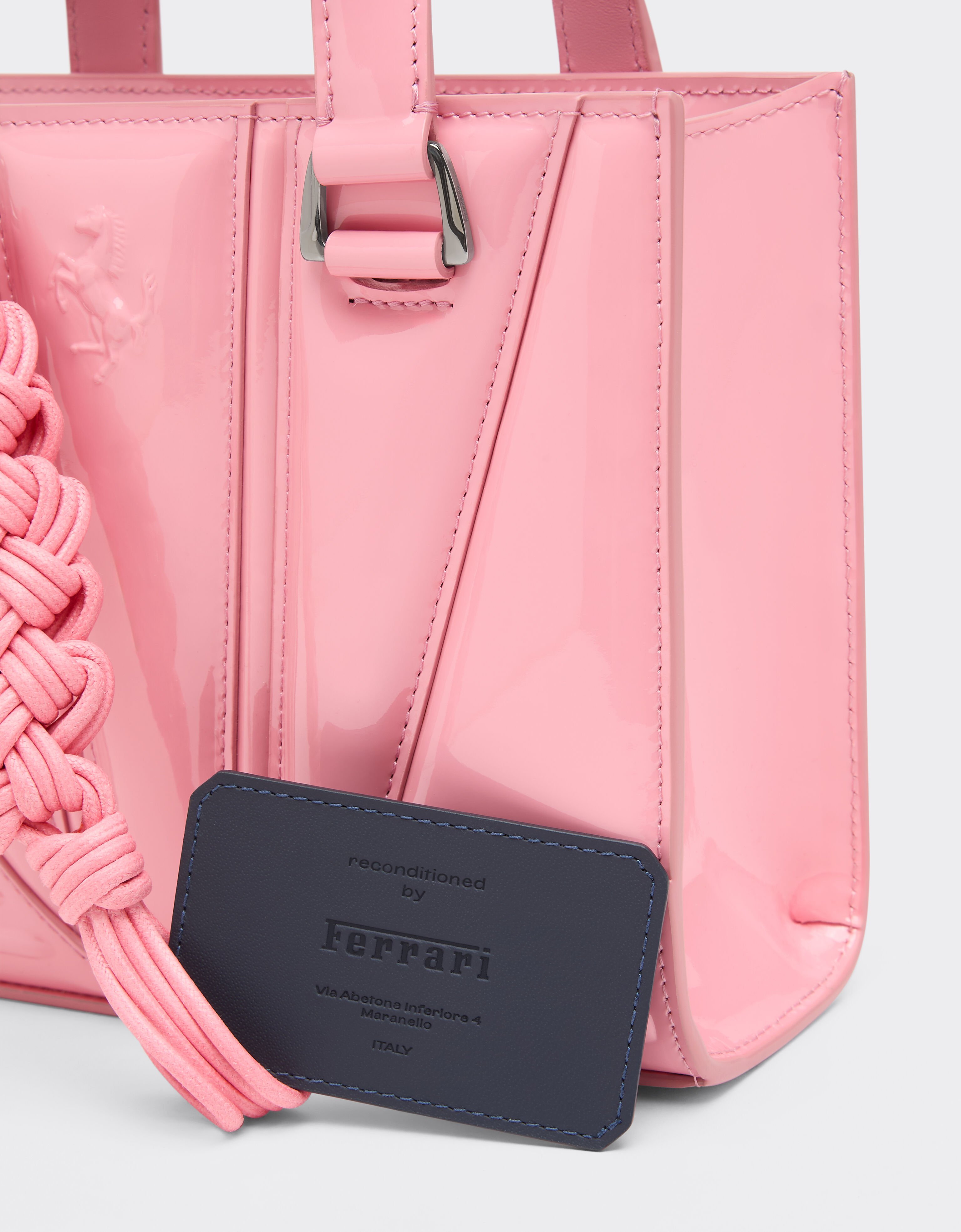 Ferrari Reconditioned by Ferrari GT mini tote bag in patent leather with scoubidou detail Peony 49875f