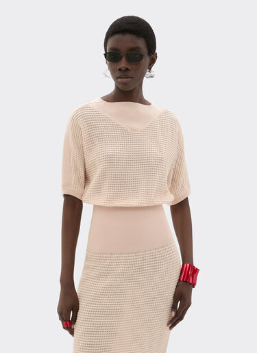 Strickkleid aus Leinen und Baumwolle Ferrari Strickkleid aus Leinen und Baumwolle Nude 22669f
